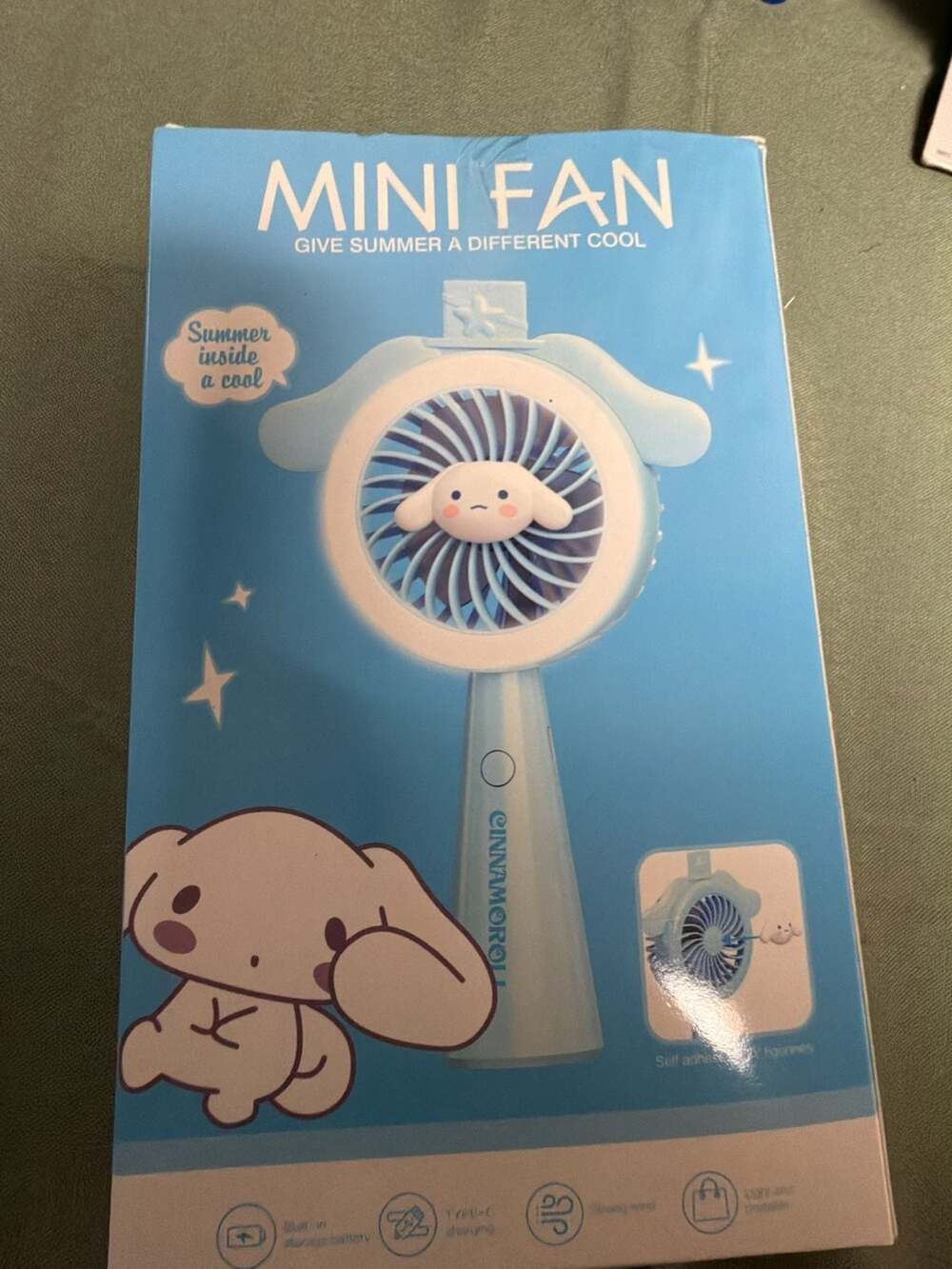 Sanrio Cinnamoroll Portable Mini Handheld Fan Rechargeable